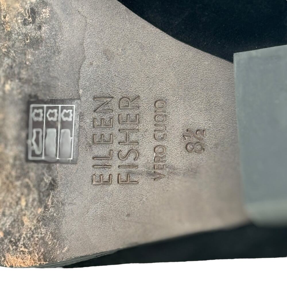 Eileen Fisher Hawk Suede Pump Heel SZ 8.5 Women’s Black Chic Comfort Soft Office - Picture 9 of 9